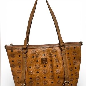 MCM Cognac Visetos large tote shoulder bag EUC